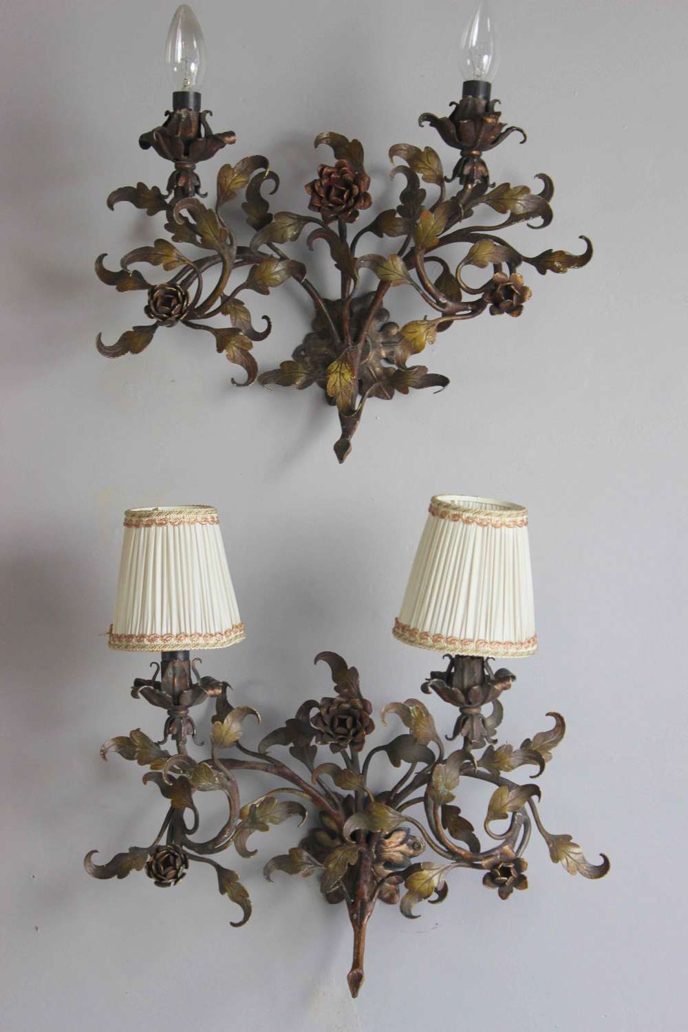 Pair of naturalistic twin branch wall appliques