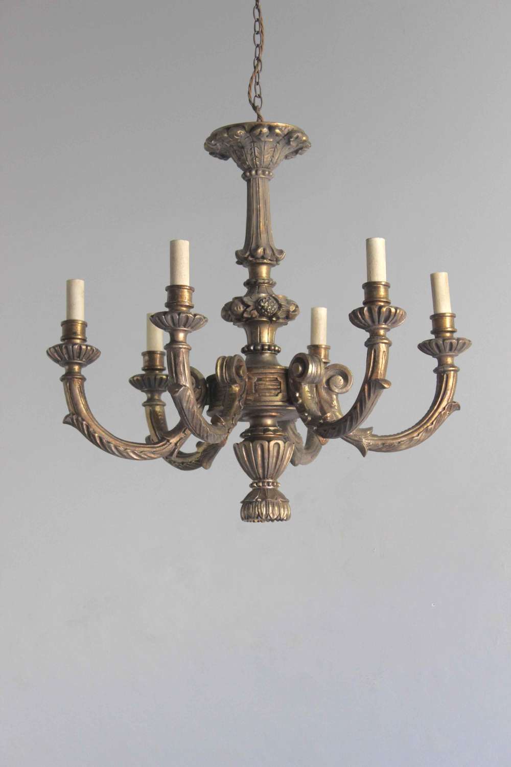 Mellow  English giltwood library chandelier