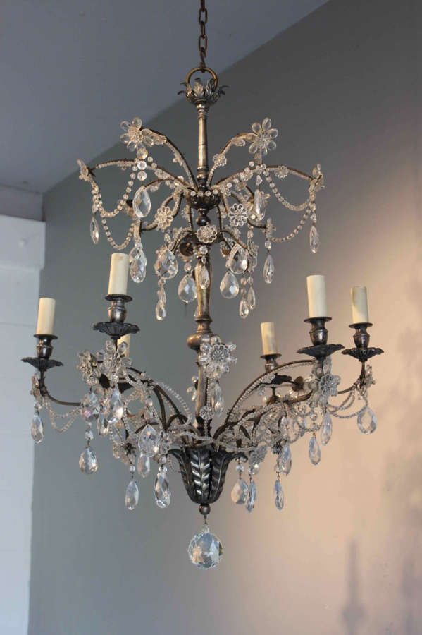 Superb silver gilt beaded Italian chandelier