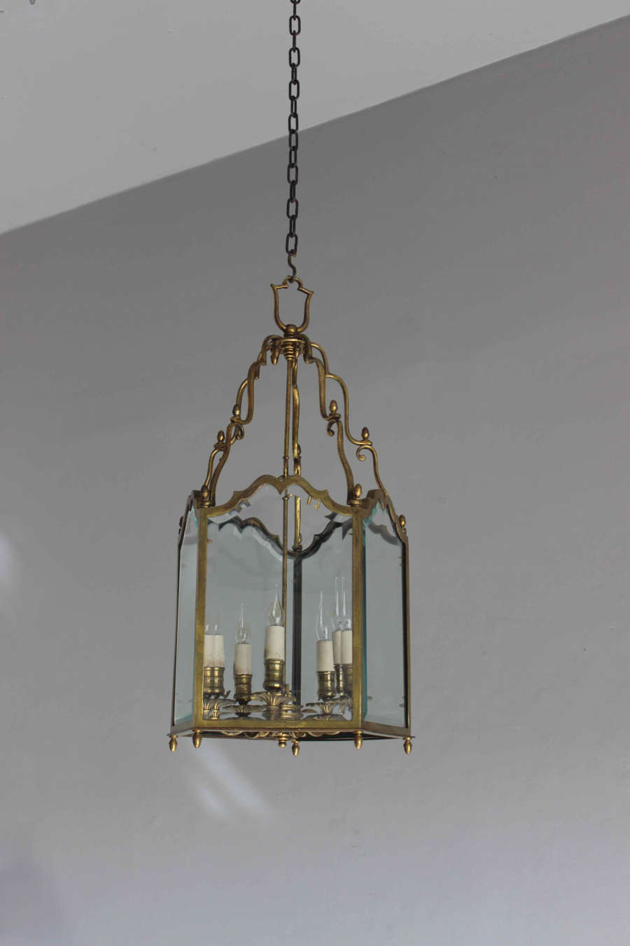 Five sided hand bevelled glass lantern