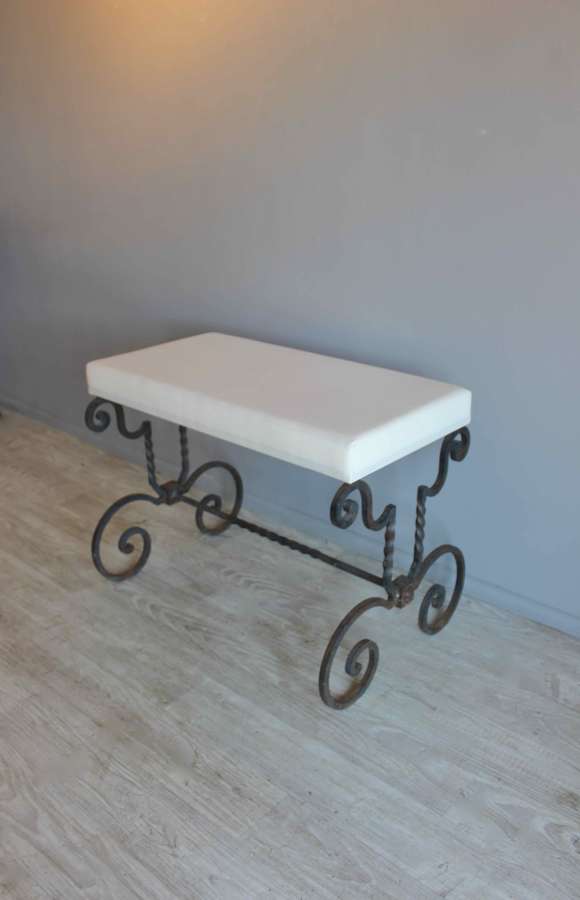 Spanish scrolled wrought iron 'end of bed' stool