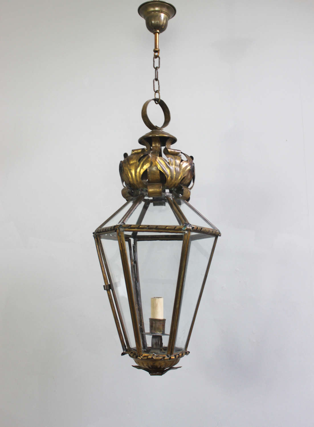 Attractive gilt metal tapered  Venetian lobby lantern