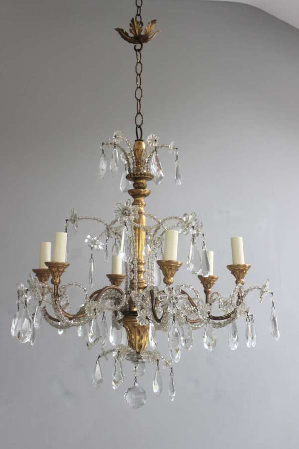 Pretty giltwood Italian beaded chandelier