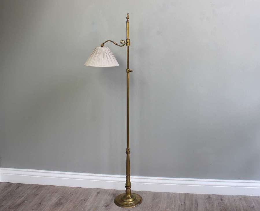 French adjustable height reading lamp with custom shade